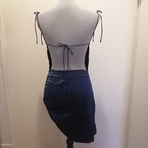 Midnight Blue Open-Back Satin Party/Occasion Dress by Zaful, BNWT - Picture 9 of 12